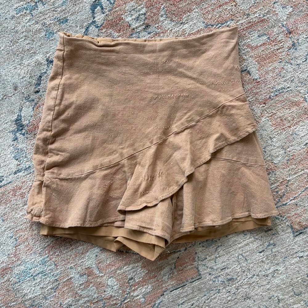 Express Tan Ruffle Mini Skirt Skort Pockets Y2K Preppy Fairy Size 6